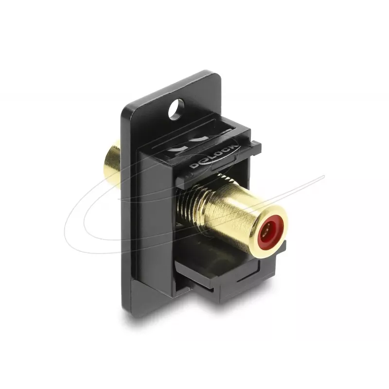 Módulo Keystone DELOCK 91114 — RCA a RCA, diseño plano, negro/rojo