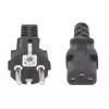 Manhattan cable de alimentación, conector europeo de 2 polos (CEE 7/4 Schuko) a conector C13 hembra (conector de alimentación), 3 m, 10 A, negro, garantía de por vida