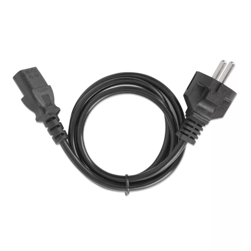 Manhattan cable de alimentación, conector europeo de 2 polos (CEE 7/4 Schuko) a conector C13 hembra (conector de alimentación), 3 m, 10 A, negro, garantía de por vida