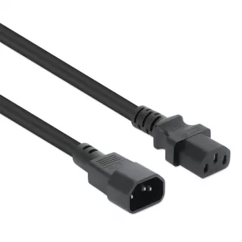 Manhattan cable de alimentación, conector macho C14 a conector hembra C13 (cable de aparato), monitor a CPU, 5 m, 10A, Negro, cable, garantía de por vida