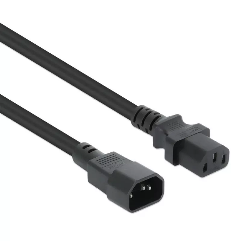 Manhattan cable de alimentación, conector macho C14 a conector hembra C13 (cable de aparato), monitor a CPU, 5 m, 10A, Negro, cable, garantía de por vida