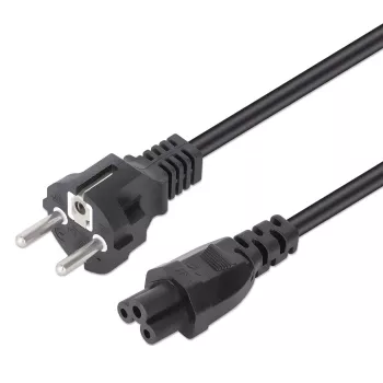 Manhattan cable de alimentación, conector europeo de 2 polos (CEE 7/4 Schuko) a conector C5 hembra (trébol/triangular), 3 m, 2,5 A, plomo, garantía de por vida