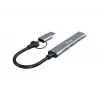 Hub USB 3.2 Gen 1 de 4 puertos EQUIP — 3× USB‑C + 1× USB‑A, 5 Gbit/s, aluminio, gris