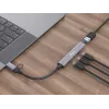 Hub USB 3.2 Gen 1 de 4 puertos EQUIP — 3× USB‑C + 1× USB‑A, 5 Gbit/s, aluminio, gris