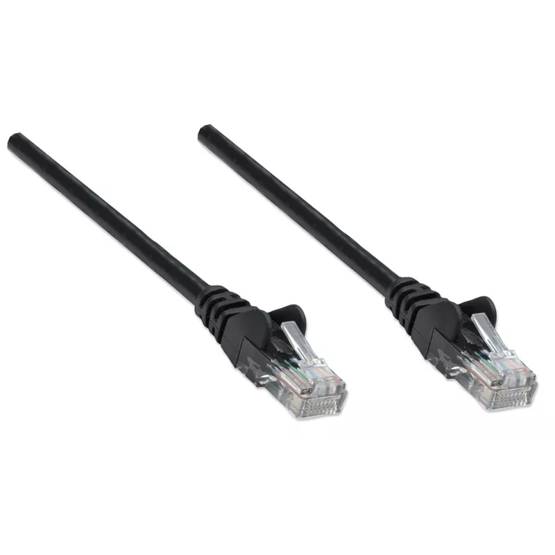 Intellinet 345040 cable de conexión de red, Cat5e, U/UTP, RJ45, sin enganches, con protector antidobleces, 20 m, negro