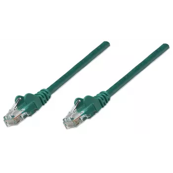 Intellinet cable de red patch, Cat5e, 15 m, verde, CCA, U/UTP, PVC, RJ45, contactos dorados, protección de lengüeta, funda antipellizcos, garantía de por vida