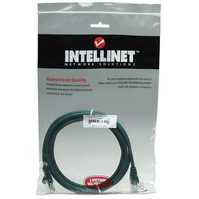Intellinet 319997 cable de red patch, Cat5e, U/UTP, RJ45, moldeado, sin enganches, 15 m, verde