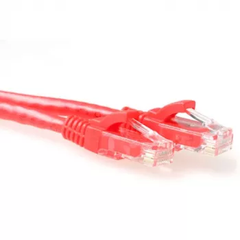 Cable de red U/UTP CAT6A ACT rojo de 1,5 metros con funda antirrotura y conectores RJ45