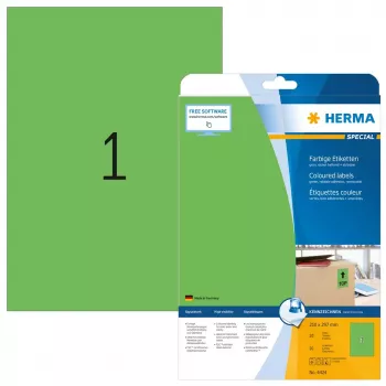 Etiqueta autoadhesiva para impresora HERMA Coloured Labels A4 210x297 mm verde papel mate 20 uds.