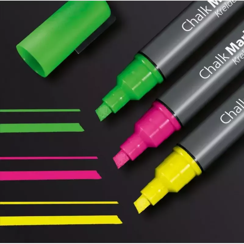 Sigel GL182 juego de rotuladores de tiza, verde/rosa/amarillo/negro