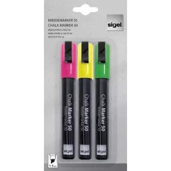 Rotulador Sigel GL182 punta de cuña verde rosa amarillo