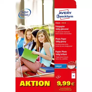 Papel brillante Avery Classic Inkjet DIN A4 160g