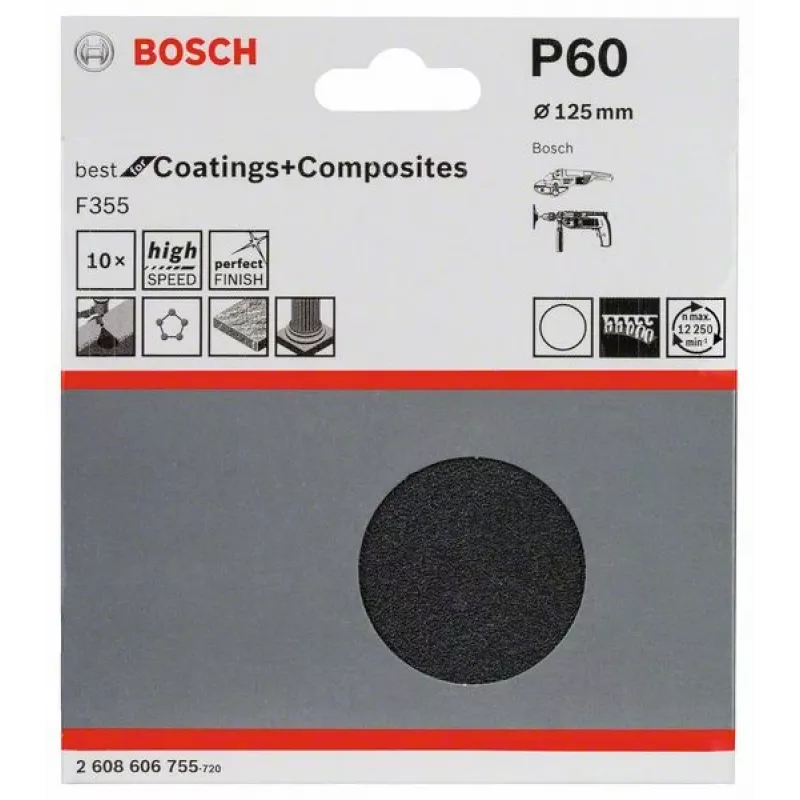 Accesorio de lijado manual Bosch 2 608 606 755 hoja de lijar P60 10 uds.