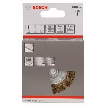 Bosch 2 608 622 130 cepillo circular, alambre ondulado latonado, 80 mm, vástago de 6 mm