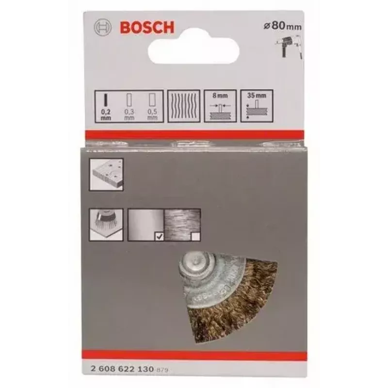 Bosch 2 608 622 130 cepillo circular, alambre ondulado latonado, 80 mm, vástago de 6 mm