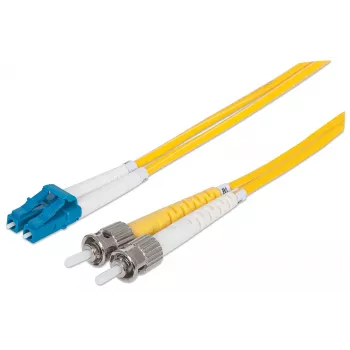 Latiguillo de fibra óptica Intellinet, OS2, LC/ST, 5 m, amarillo, dúplex, monomodo, 9/125 µm, LSZH, fibra óptica, garantía de por vida