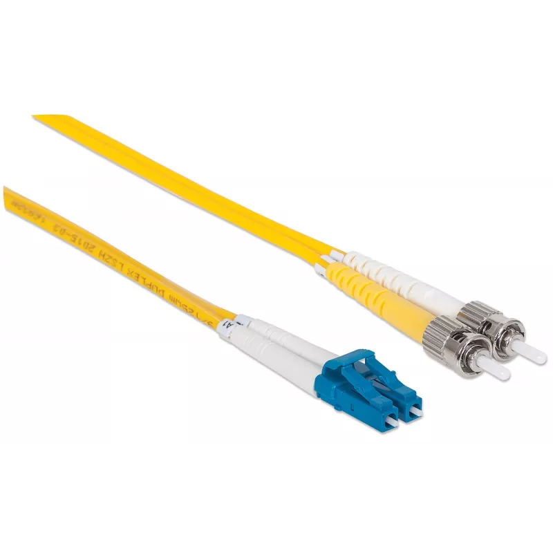 Latiguillo de fibra óptica Intellinet, OS2, LC/ST, 5 m, amarillo, dúplex, monomodo, 9/125 µm, LSZH, fibra óptica, garantía de por vida