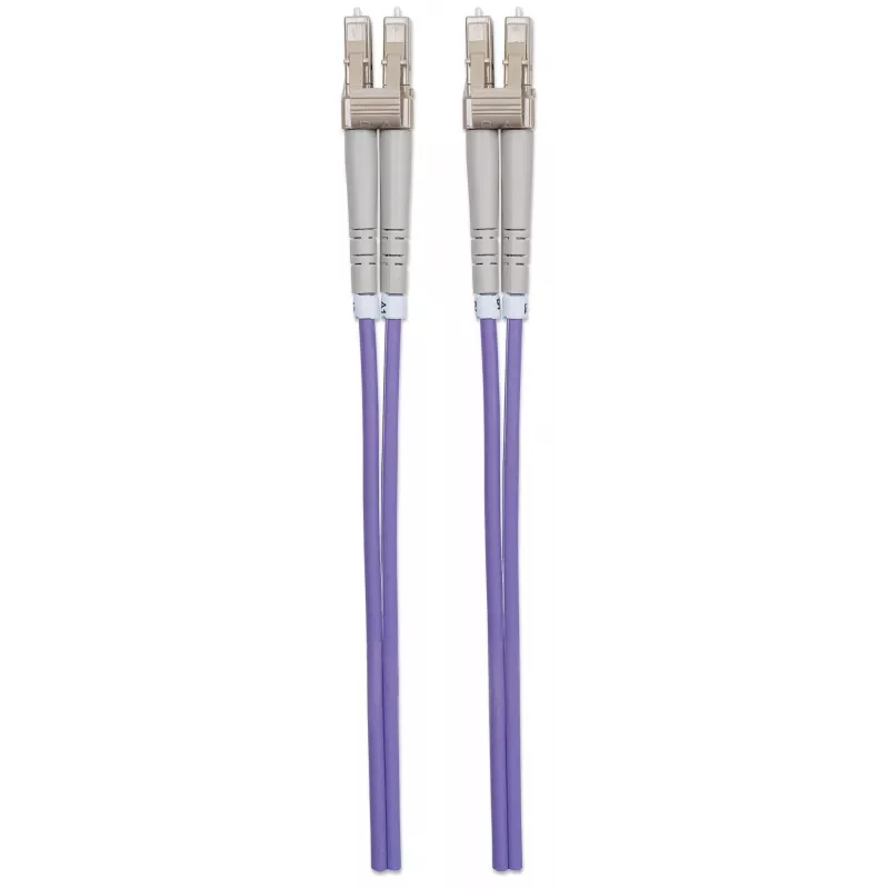 Intellinet 750899 cable de conexión de fibra óptica, LC/LC multimodo, 5 m, OM4, 50/125 µm, LSZH, violeta
