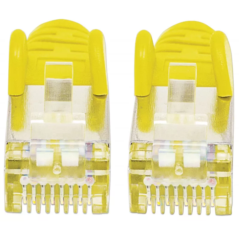 Intellinet 736725 cable de conexión de red, Cat6A, S/FTP PiMF, RJ45 a RJ45, 10 m, libre de halógenos, moldeado, sin enganches, amarillo