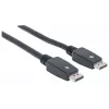 Manhattan 354134 cable DisplayPort, DP (M) a DP (M), 10 m, con enganche, moldeado, compatible con 4K, negro