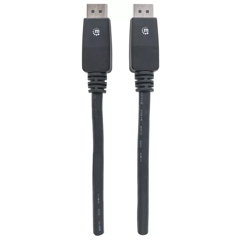 Manhattan 354134 cable DisplayPort, DP (M) a DP (M), 10 m, con enganche, moldeado, compatible con 4K, negro