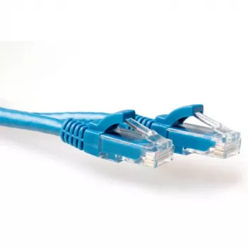 ACT Azul 15 metros cable de red U/UTP CAT6A con protección de lengüeta y conectores RJ45