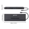 Dock/hub USB-C Manhattan con lector de tarjetas y MST, conectores (x9): audio 3,5 mm, DisplayPort, Ethernet, HDMI, USB-A (x3), USB-C y VGA, con Power Delivery (100 W) al conector USB-C (nota: se requiere fuente de alimentación USB-C y cable USB-C adicionales), todos los conectores se pueden utilizar simultáneamente