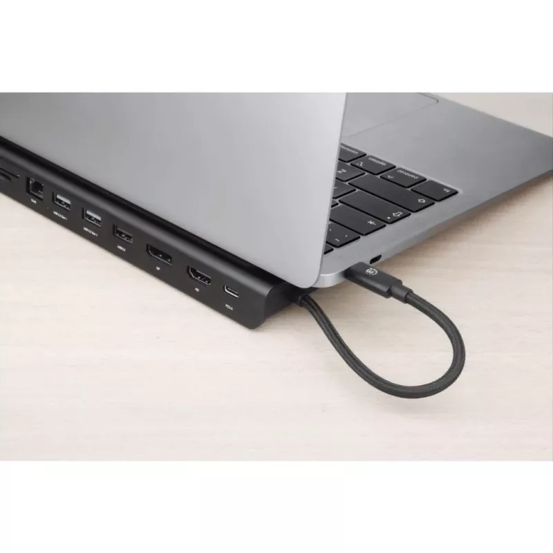 Dock/hub USB-C Manhattan con lector de tarjetas y MST, conectores (x9): audio 3,5 mm, DisplayPort, Ethernet, HDMI, USB-A (x3), USB-C y VGA, con Power Delivery (100 W) al conector USB-C (nota: se requiere fuente de alimentación USB-C y cable USB-C adicionales), todos los conectores se pueden utilizar simultáneamente