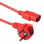 Cable de alimentación ACT conector macho CEE 7/7 (acodado) a conector hembra C13, 5 m, 250 V 10 A, rojo