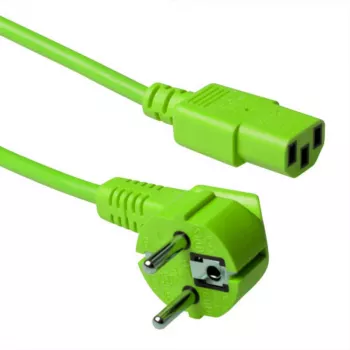 Cable de alimentación ACT conector macho CEE 7/7 (acodado) – C13 verde 5 m