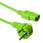 Cable de alimentación ACT conector macho CEE 7/7 (acodado) – C13 verde 5 m