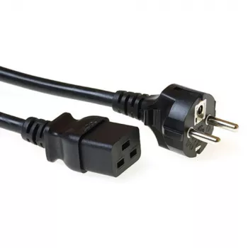 Cable de alimentación ACT conector macho CEE 7/7 (recto) - C19 negro 2 m