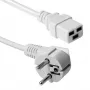 Cable de alimentación ACT conector macho CEE 7/7 (acodado) a conector hembra C19, 3 m, 250 V 16 A, blanco
