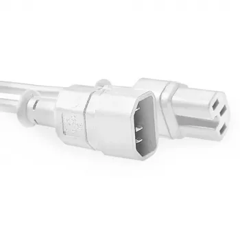 Cable de alimentación ACT C14 - C15 blanco 1,2 m, 1,2 m, conector hembra C14, conector hembra C15, 250 V, 10 A