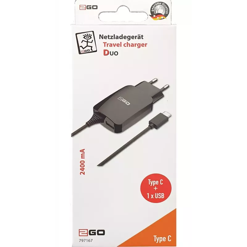 Cargador de interior 2GO 797167 universal negro AC 5V cable de 1,4 m