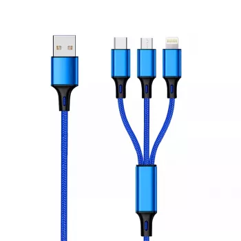 Cable USB 2GO 797151 1,5 m USB-B USB-C/Micro-USB-B/Lightning negro azul