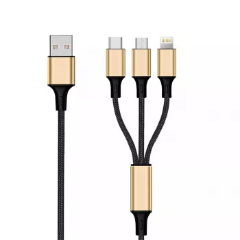 Cable USB 2GO 797152 3 m USB B USB C/Micro-USB B/Lightning negro oro