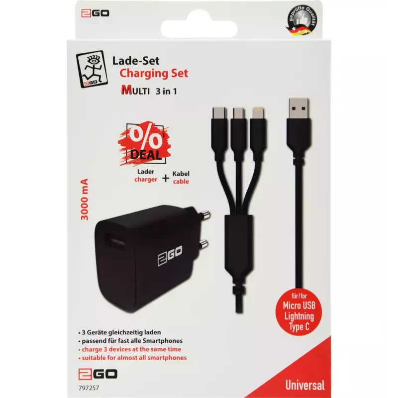 Cargador móvil 2GO 797257 universal negro AC interior 5V