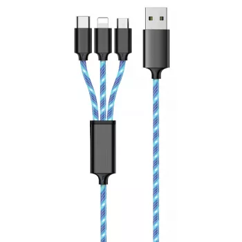 Cable USB 2GO 797315 1,5 m USB B USB C/Micro-USB B/Lightning negro azul