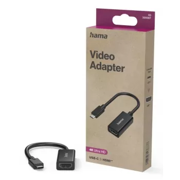 Adaptador de vídeo HAMA USB-C a HDMI Ultra-HD 4K (modelo 00300087) – conexión pasiva para vídeo/audio