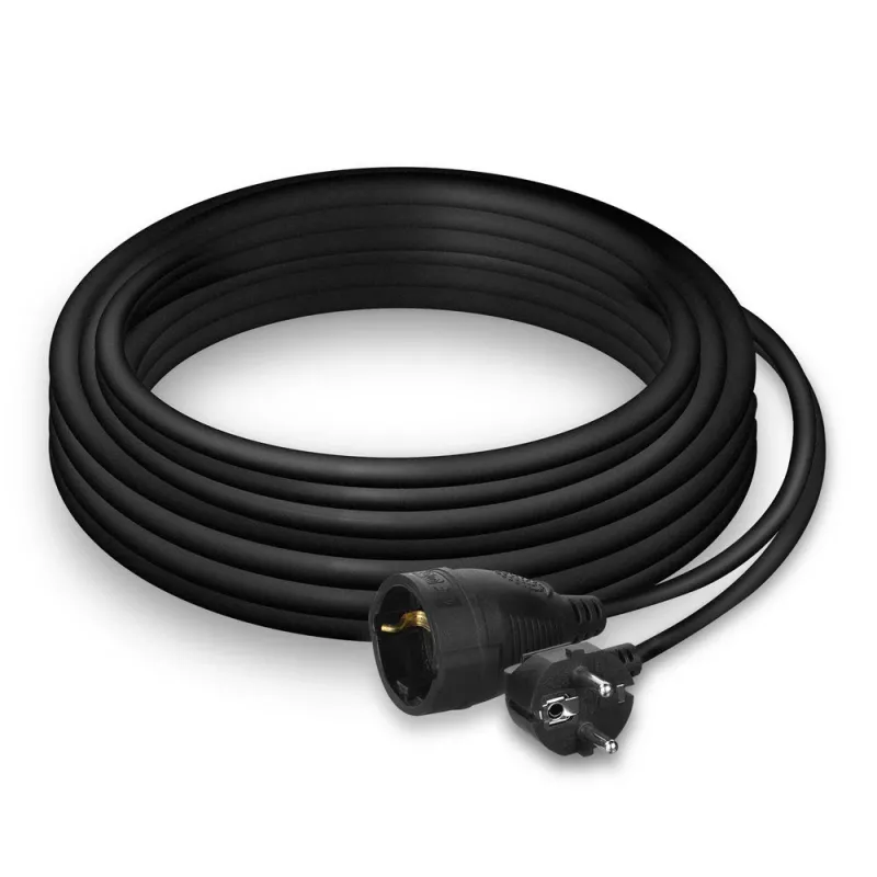 ACT Cable alargador de corriente CEE 7/7 macho (acodado) - CEE 7/7 hembra negro 10 m