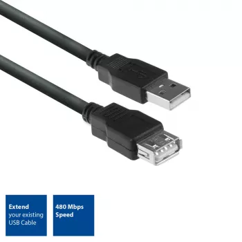 ACT Cable alargador USB 2.0 A macho - A hembra 3 metros