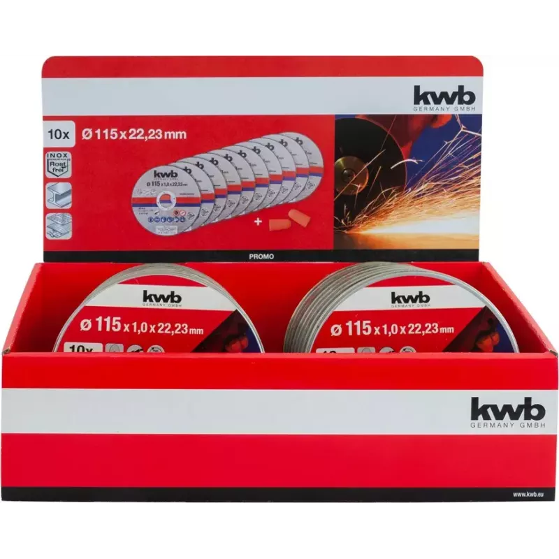 Juego de discos de corte kwb 712021 disco de corte fino centro plano 10 uds.