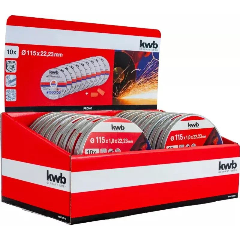 Juego de discos de corte kwb 712021 disco de corte fino centro plano 10 uds.