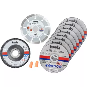 Juego de discos de corte KWB 712041 set de inicio 10 uds. montaje plano para ladrillo, mármol, acero