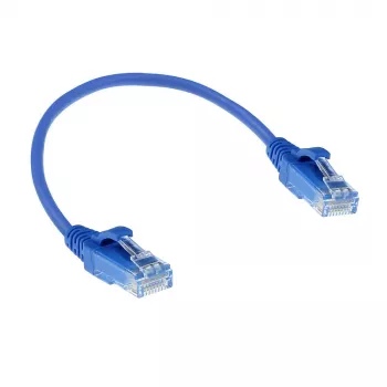 ACT azul 0,15 m LSZH U/UTP CAT6 cable de parcheo slimline para centro de datos snagless con conectores RJ45