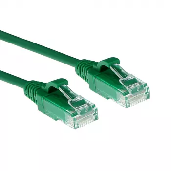 ACT verde 0,15 m LSZH U/UTP CAT6 cable de parcheo slimline para centro de datos con conectores RJ45 sin protección de lengüeta