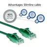 ACT verde 0,15 m LSZH U/UTP CAT6 cable de parcheo slimline para centro de datos con conectores RJ45 sin protección de lengüeta