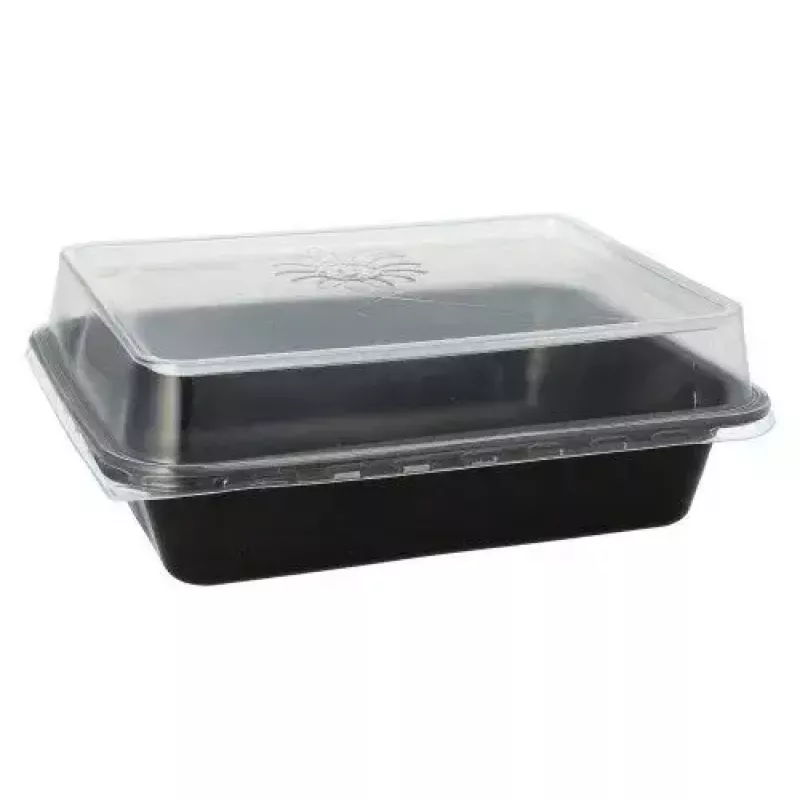 Recipiente de alimentos desechable Papstar 96552 polipropileno negro 227x178x45mm
