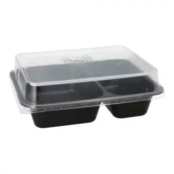 Recipiente de alimentos desechable Papstar 96553 polipropileno negro 227x178x45mm